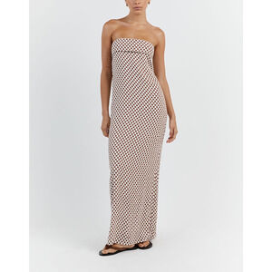 Dissh 'Mae Choc Geo' White Strapless Dress Size 12